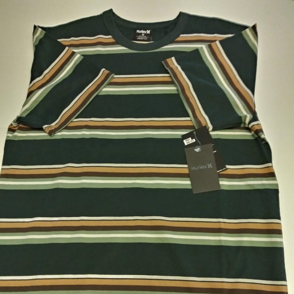 NEW HURLEY NIKE DRI FIT PREMIUM MENS TEE T SHIRT HARVEY STRIPE  Size M